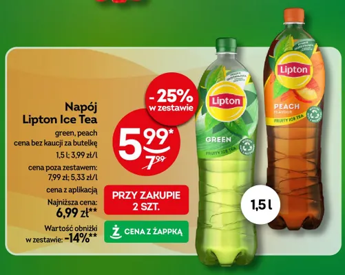 Napój Lipton Ice Tea peach promocja w Żabka
