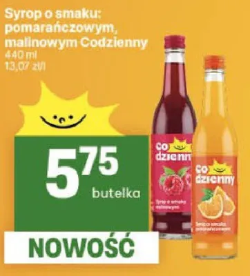 Syrop o smaku pomarańczowym, malinowym promocja w Delikatesy Centrum