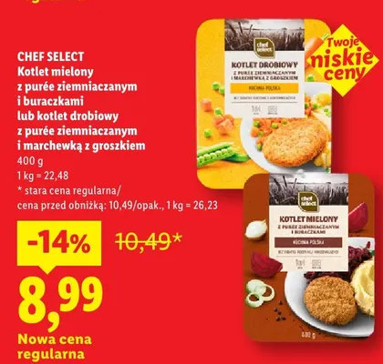 Danie gotowe Kotlet mielony z purée ziemniaczanym i buraczkami Chef Select promocja w Lidl