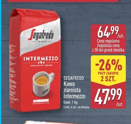 Kawa ziarnista Segafredo Intermezzo promocja w Aldi