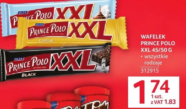 Wafelek Prince Polo XXL 45/50 g wszystkie rodzaje promocja w Selgros