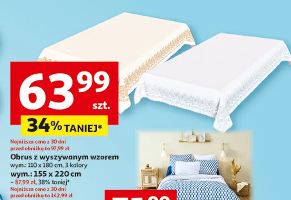 Obrus z wyszywanymi wzorem promocja w Auchan
