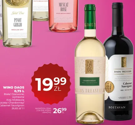 Wino DAOS Treasure Cabernet Sauvignon czerwone wytrawne promocja w Duży Ben