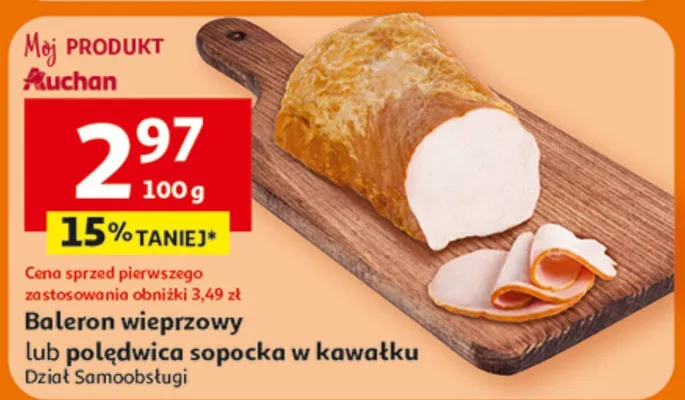 Baleron wieprzowy lub polędwica sopocka w kawałku promocja w Auchan