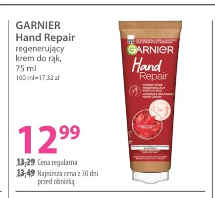 Regenerujący krem do rąk Hand Repair Garnier promocja w Hebe
