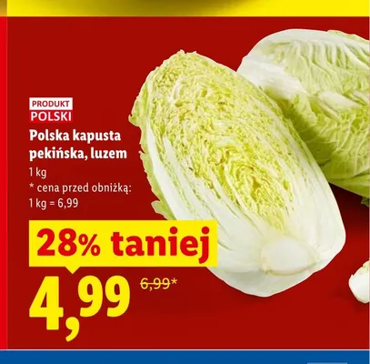 Polska kapusta pekińska luzem promocja w Lidl