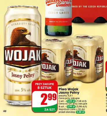 Piwo Wojak Jasny Pełny promocja w Dino