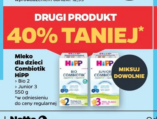 Mleko dla dzieci HiPP Junior Combiotik 3 promocja w Netto