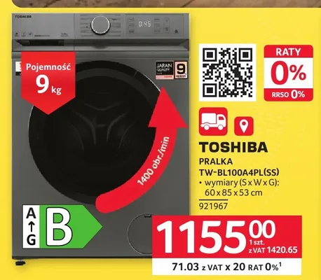 Pralka Toshiba promocja w Selgros