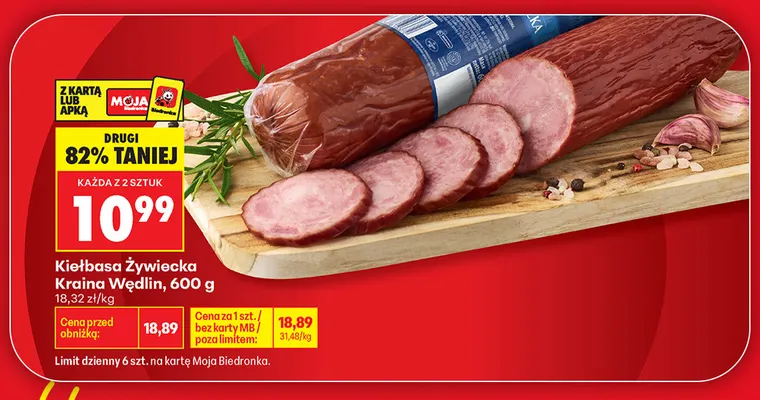 Kiełbasa żywiecka Kraina Wędlin promocja w Biedronka