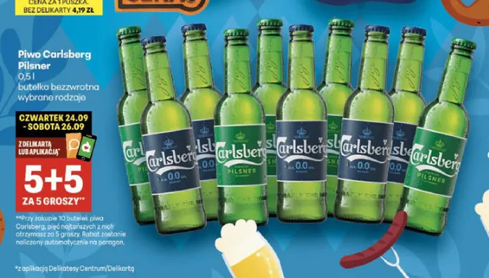 Piwo Carlsberg Pilsner promocja w Delikatesy Centrum