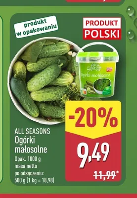 Ogórki małosolne All Seasons polskie promocja w Aldi