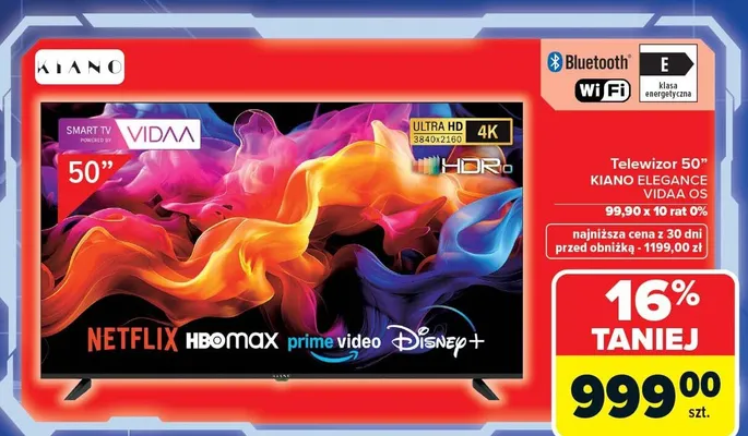 Telewizor 50" Elegance Vidaa OS promocja w Carrefour