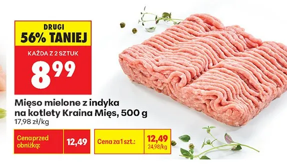 Mięso mielone z indyka na kotlety Kraina Mięs promocja w Biedronka