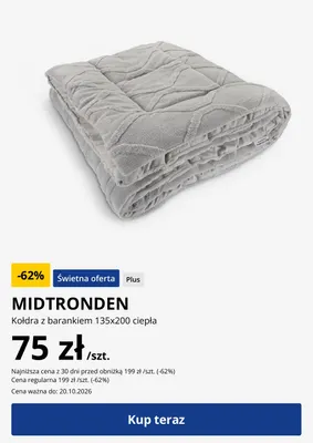 Kołdra z barankiem Midtronden 135x200 cm ciepła promocja w Jysk