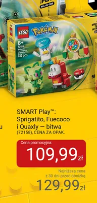 Klocki LEGO Pokémon SMART Play Sprigatito Fuecoco i Quaxly — bitwa 72158 promocja w Smyk