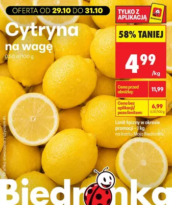 Cytryny na wagę promocja w Biedronka