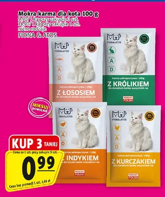 Mokra karma dla kota Fiona & Atos z łososiem promocja w Prim Market