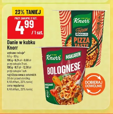 Danie w kubku Knorr Fusion Noodles Pizza Taste promocja w POLOmarket