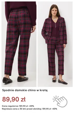 Spodnie damskie chino w kratę promocja w Medicine