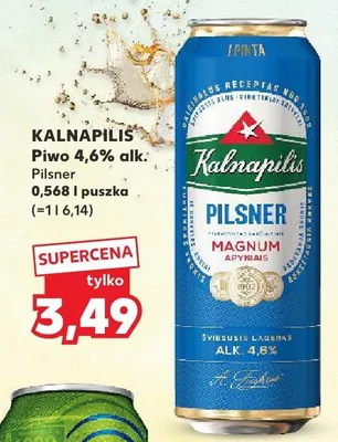 Piwo Kalnapilis Pilsner 4,6% alk. promocja w Kaufland