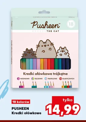 Kredki ołówkowe trójkątne Pusheen 18 kolorów promocja w Kaufland