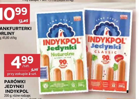 Parówki Jedynki Naturalne Indykpol promocja w Stokrotka