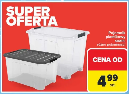 Pojemnik plastikowy Simpl różne pojemności promocja w Carrefour Market