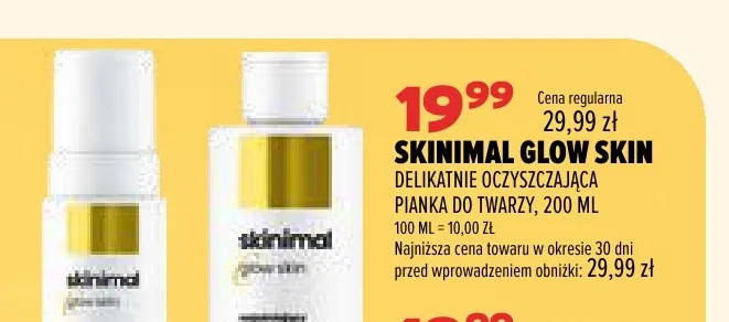Delikatnie oczyszczająca pianka do twarzy Skinimal Glow Skin promocja w Drogerie Natura