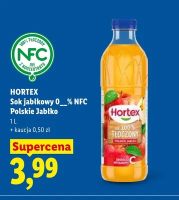 Sok jabłkowy 100% NFC Polskie Jabłko Hortex promocja w Lidl