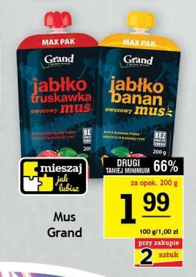 Mus jabłko truskawka Grand promocja w Gram Market