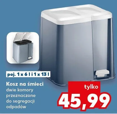 Kosz na śmieci dwukomorowy promocja w Kaufland