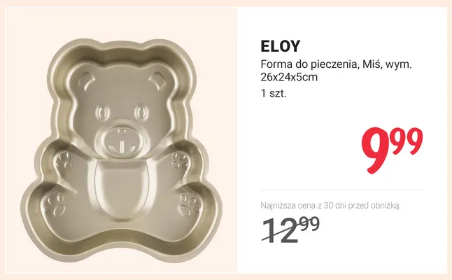 Forma do pieczenia Miś 26x24x5 cm Eloy promocja w Rossmann