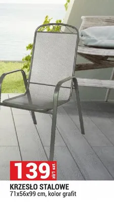 Krzesło stalowe 71x56x99 cm, kolor grafit promocja w Merkury Market