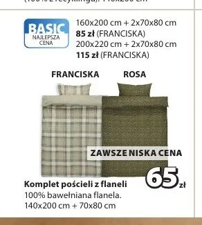 Komplet pościeli z flaneli FRANCISKA 140x200 cm promocja w Jysk