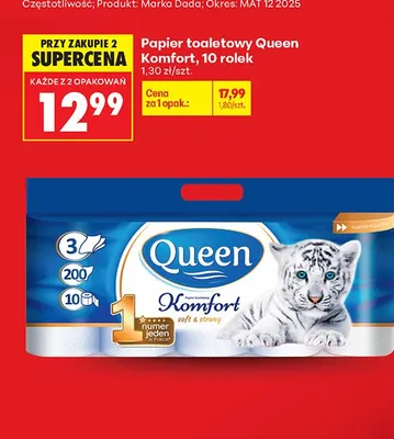 Papier toaletowy Queen Komfort promocja w Biedronka