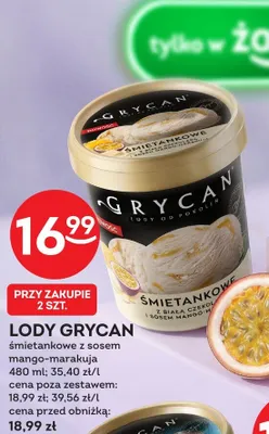 Lody Grycan śmietankowe z sosem mango-marakuja promocja w Żabka
