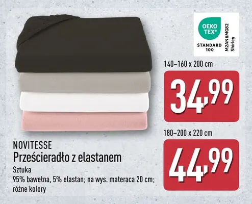 Prześcieradło z elastanem NOVITESSE 140-160x200 cm promocja w Aldi