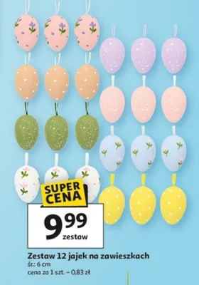 Zestaw 12 jajek na zawieszkach promocja w Auchan