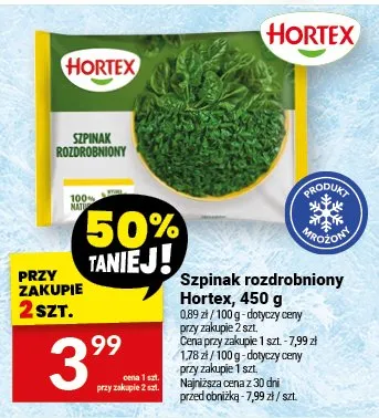 Szpinak rozdrobniony Hortex promocja w Twój Market