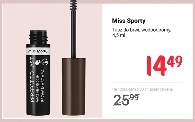 Tusz do brwi wodoodporny Miss Sporty promocja w Rossmann