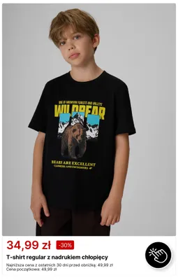 T-shirt regular z nadrukiem chłopięcy 4F promocja w 4F