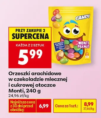 Orzeszki arachidowe w czekoladzie mlecznej i cukrowej otoczce promocja w Biedronka