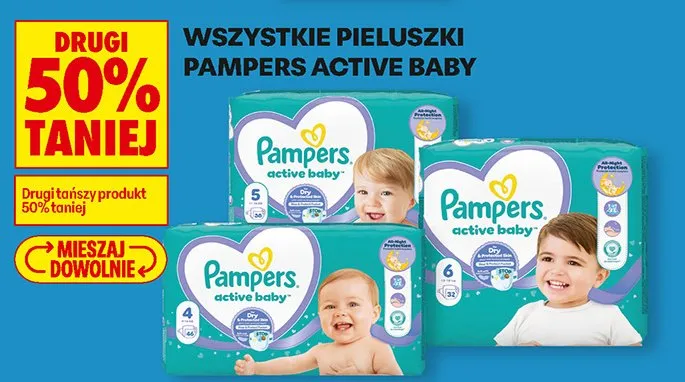 Wszystkie pieluszki Active Baby DRUGIE -50% promocja w Biedronka