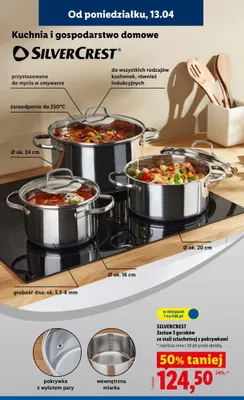 Zestaw 3 garnków ze stali szlachetnej z pokrywkami promocja w Lidl