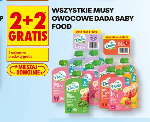 Musy owocowe Dada Baby Food promocja w Biedronka