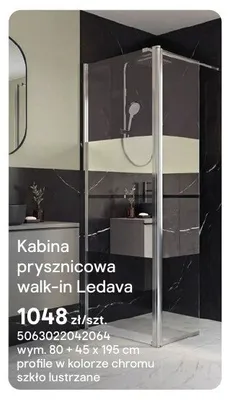 Kabina prysznicowa walk-in Ledava chrom szkło lustrzane promocja w Castorama