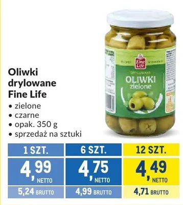Oliwki drylowane Fine Life zielone promocja w Makro