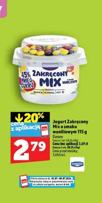 Jogurt Danone Zakręcony Mix o smaku waniliowym promocja w TOPAZ
