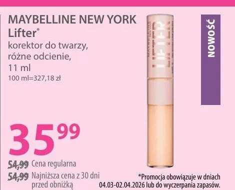 Lifter korektor do twarzy, różne odcienie promocja w Hebe